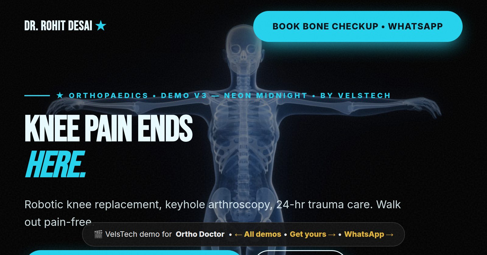 Ortho Doctor demo preview, Neon Midnight style