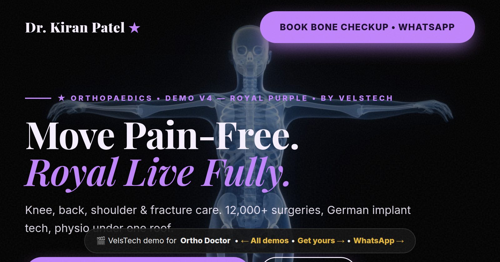 Ortho Doctor demo preview, Royal Purple style