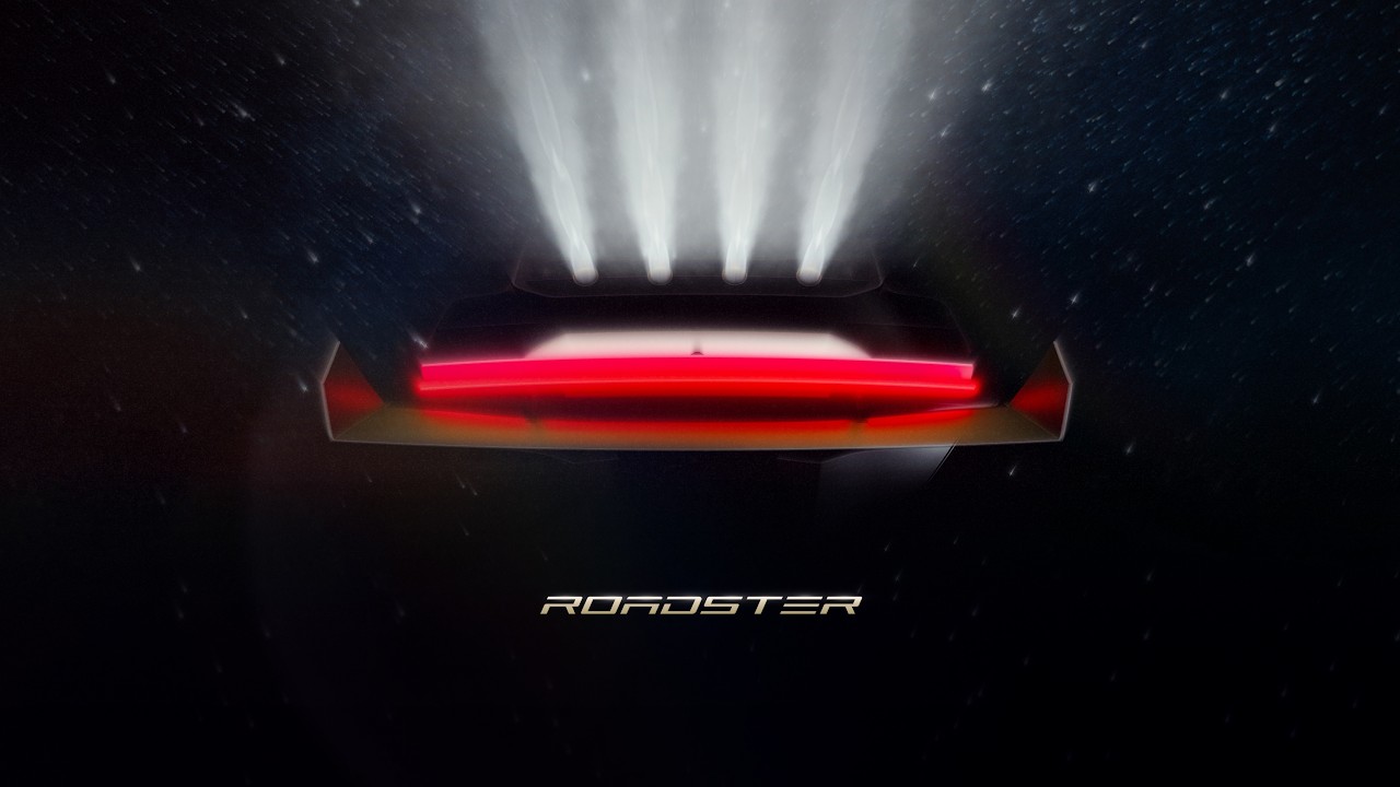 The next-generation Tesla Roadster shown at the October 15, 2026 reveal event